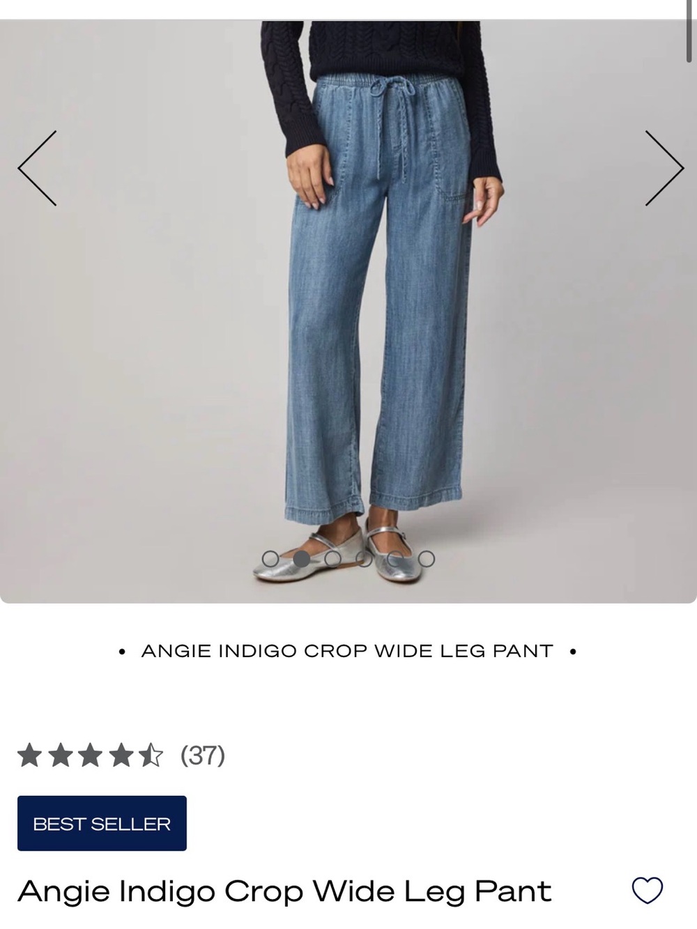 GUC | Sz M | Splendid Angie Indigo Crop Wide Leg Pants Chambray